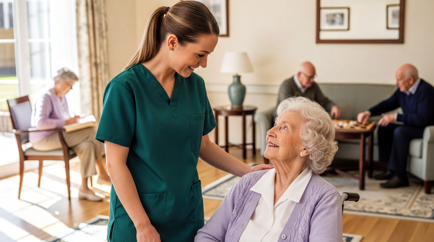 Illustration isométrique d'un chemin se divisant en trois directions vers trois types d'hébergements seniors : EHPAD, résidence seniors et résidence autonomie, symbolisant le choix personnalisé.